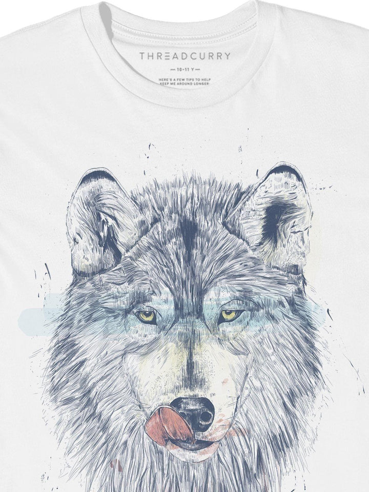 Hungry Wolf Blue Tshirt - THREADCURRY