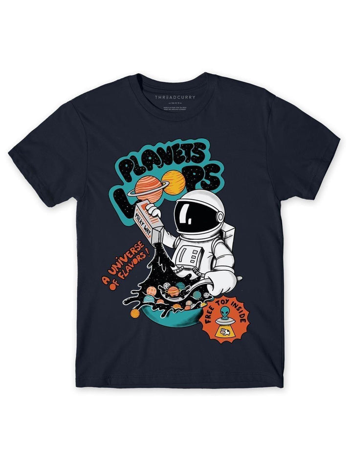 Astronaut Planet Loops Tshirt - THREADCURRY