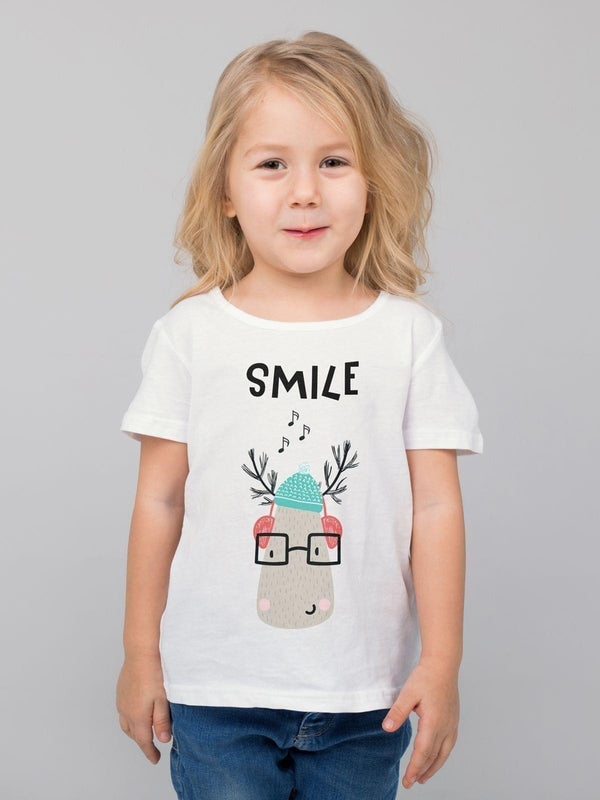 Smile with Reindeer Tshirt - THREADCURRY