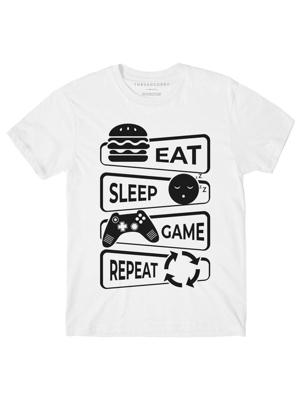 Eat, Sleep, Game, Repeat Tshirt - THREADCURRY