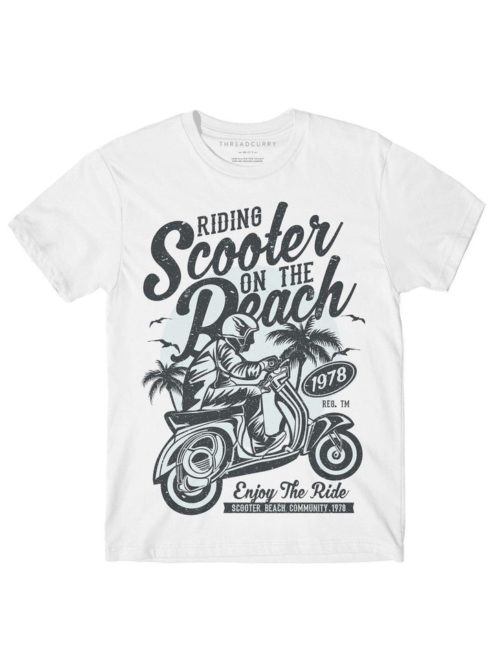 Scooter on Beach Tshirt - THREADCURRY
